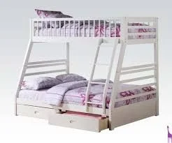 Acme Jason Twin Over Full Bunk Bed with Drawers in White 37040 EST SHIP TIME APPX 4 WEEKS