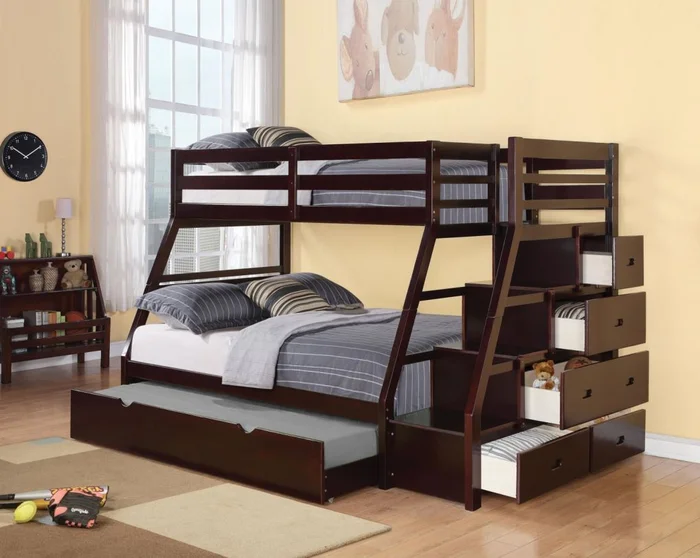 Acme Jason Twin Over Full Bunk Bed with Trundle in Espresso 37015A EST SHIP TIME APPX 4 WEEKS