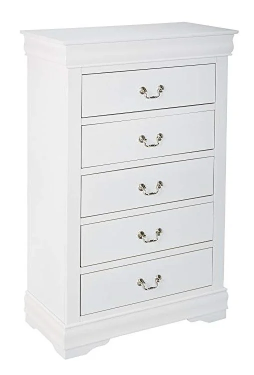 Acme Louis Philippe 5-Drawer Chest in White 23836 EST SHIP TIME APPX 4 WEEKS