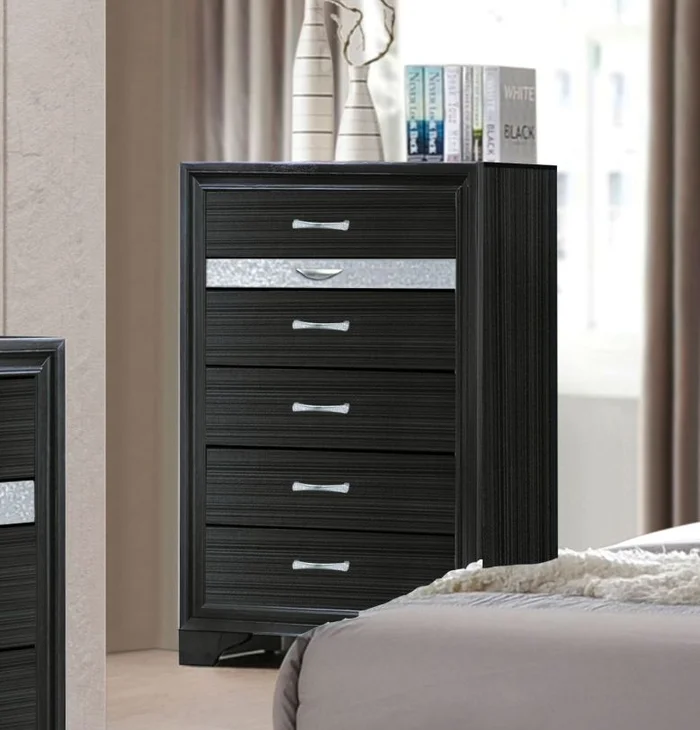 Acme Naima 6-Drawer Chest in Black 25906 EST SHIP TIME APPX 4 WEEKS