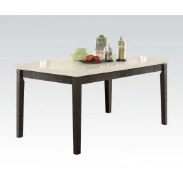 Acme Nolan Rectangular Dining Table in White Marble/Weathered Black 72850 EST SHIP TIME APPX 4 WEEKS