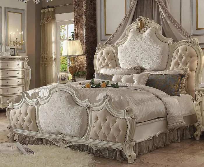 Acme Picardy Upholstered Queen Bed in Antique Pearl 26880Q EST SHIP TIME APPX 4 WEEKS