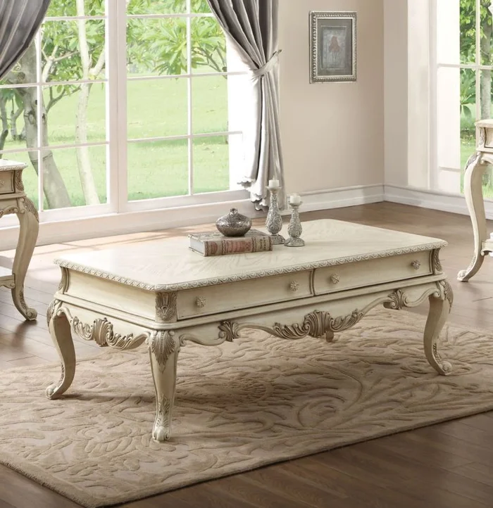 Acme Ragenardus Coffee Table in Antique White 86020 EST SHIP TIME APPX 4 WEEKS
