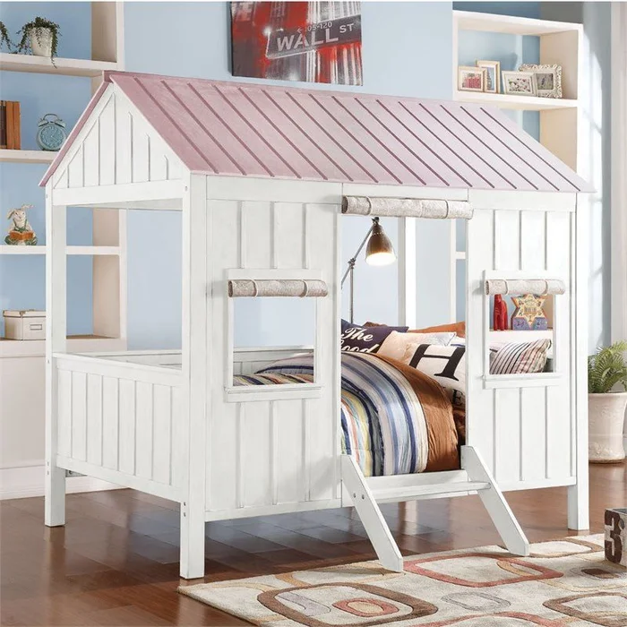 Acme Spring Cottage Full Bed in White/Pink 37695F EST SHIP TIME APPX 4 WEEKS