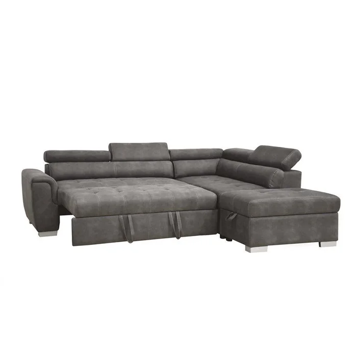 Acme Thelma Sectional Sofa w/ Sleeper & Ottoman in Gray 50275 EST SHIP TIME APPX 4 WEEKS
