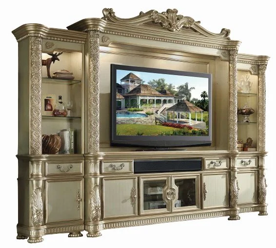 Acme Vendome II Entertainment Center in Gold Patina 91310 EST SHIP TIME APPX 4 WEEKS
