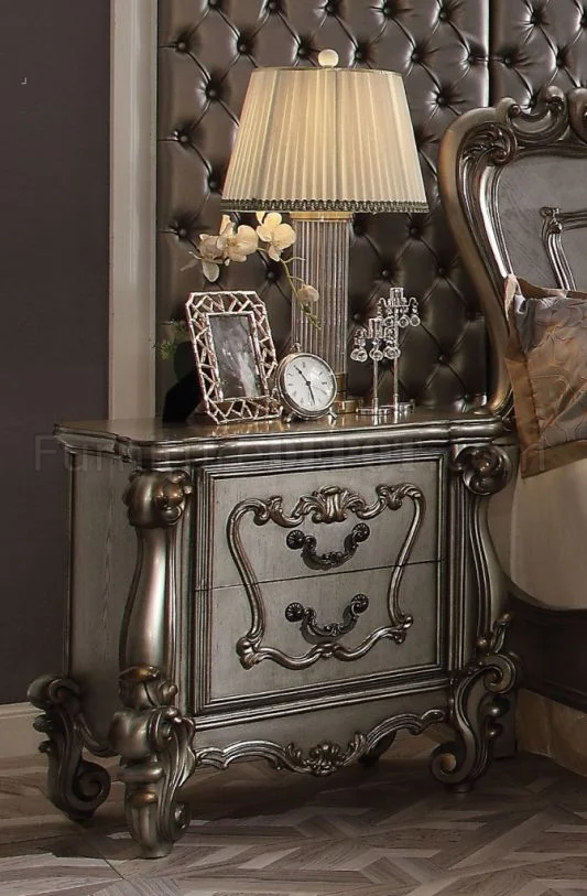 Acme Versailles Nightstand in Antique Platinum 26843 EST SHIP TIME APPX 4 WEEKS
