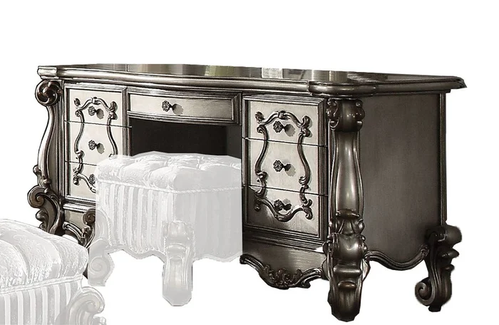 Acme Versailles Vanity Desk in Antique Platinum 26847 EST SHIP TIME APPX 4 WEEKS