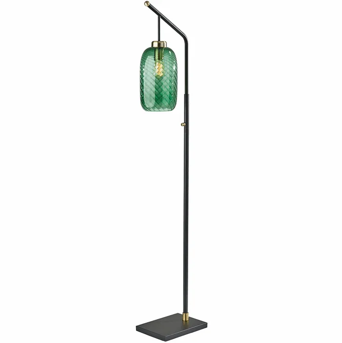 Adesso 3867-01 Derrick Contemporary Black and Antique Brass Floor Light