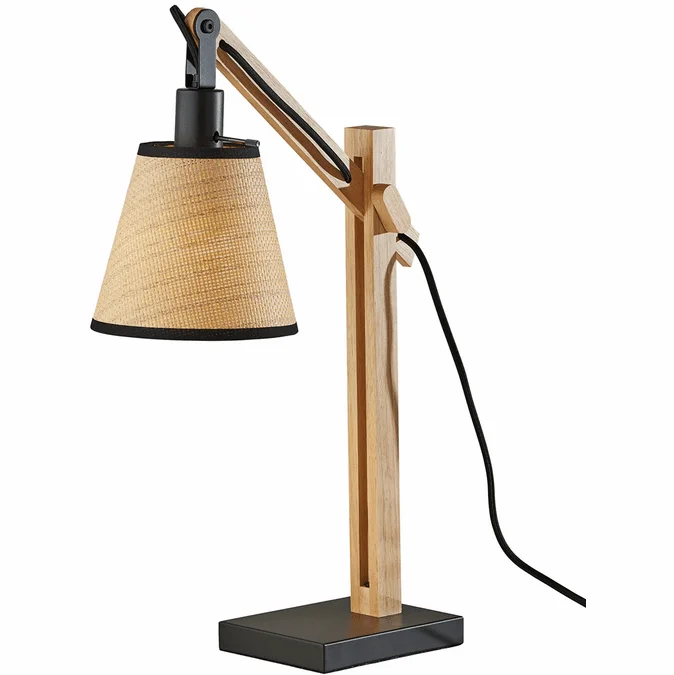 Adesso 4088-18 Walden Black Metal and Natural Wood Table Light