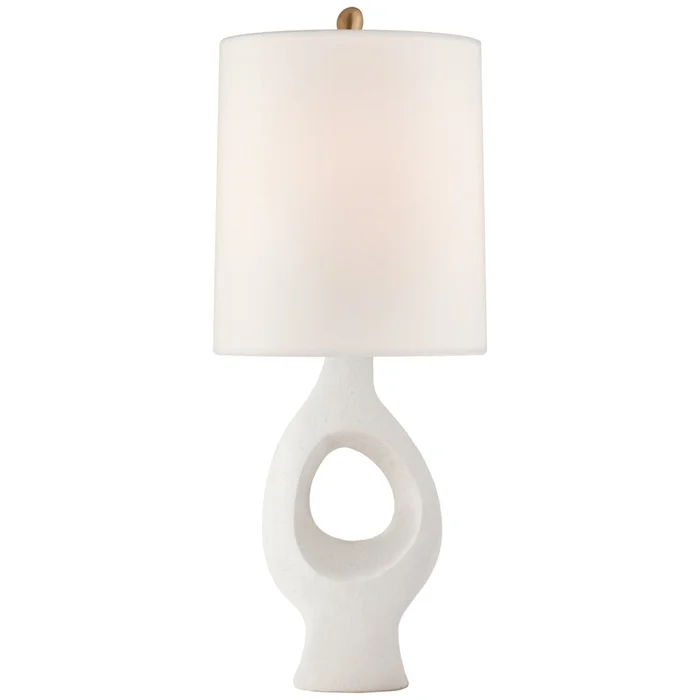 AERIN Capra Medium Table Lamp in Marion White with Linen Shade W12″ x H29″