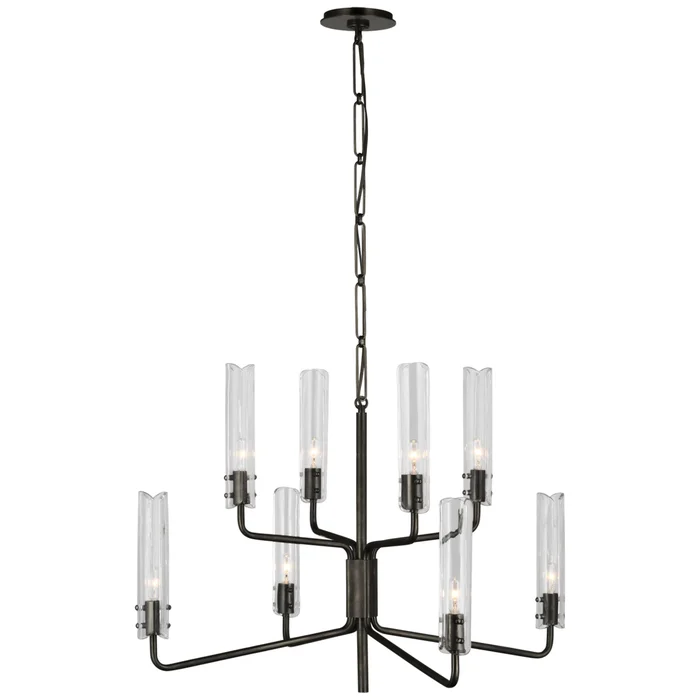 AERIN Casoria Medium Two-Tier Chandelier in Bronze with Clear Glass Ceiling Light W32.25″ x H22.75″