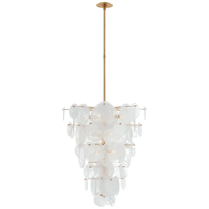 AERIN Loire Cascading Chandelier in Gild with White Strie Glass Ceiling Light W29.25″
