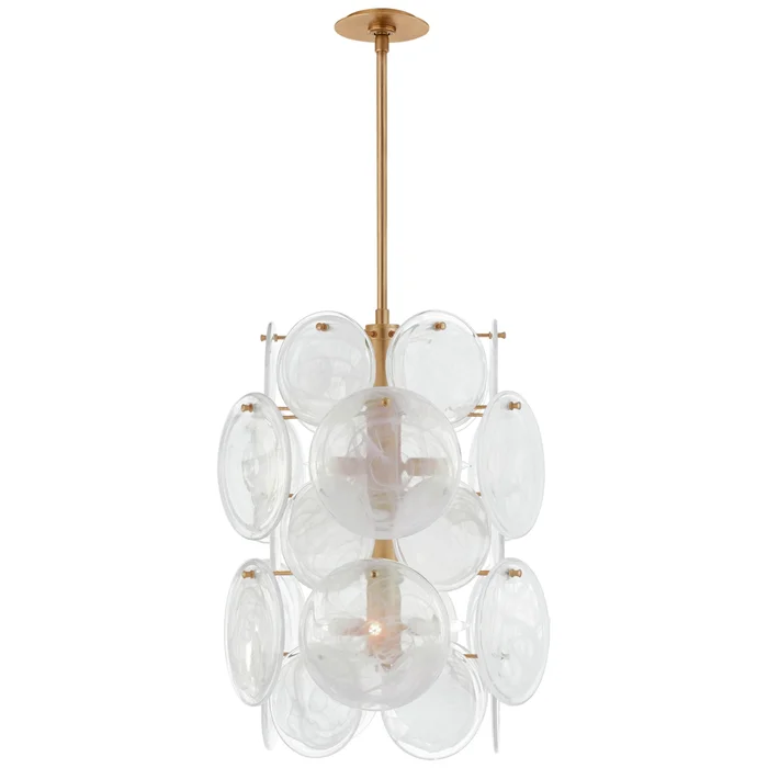 AERIN Loire Medium Barrel Chandelier in Gild with White Strie Glass Ceiling Light W20″