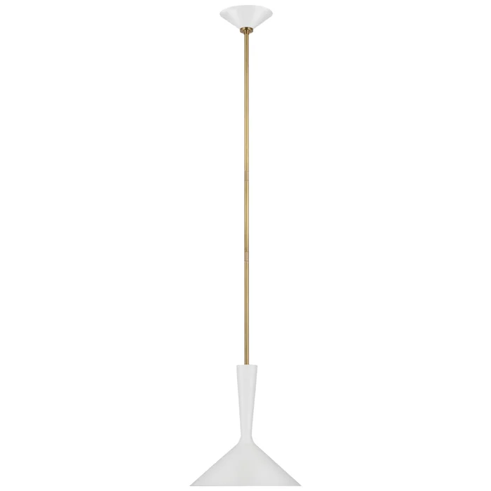 AERIN Rosetta Medium Pendant in Matte White and Hand-Rubbed Antique Brass Ceiling Light W12″