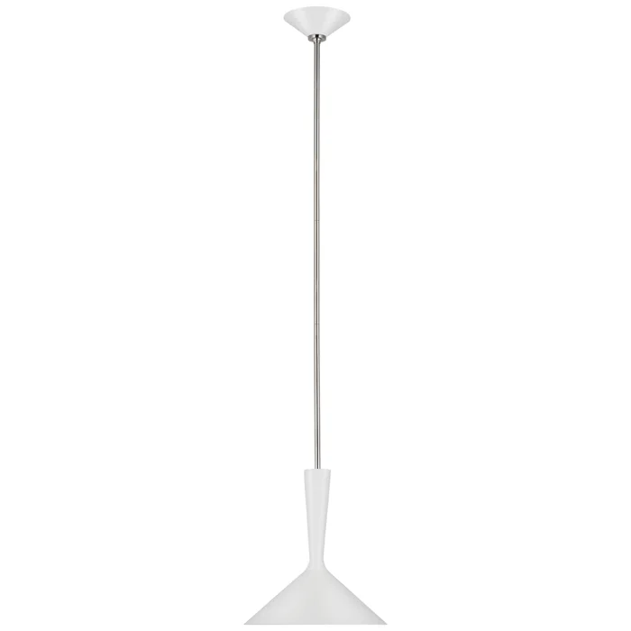 AERIN Rosetta Medium Pendant in Matte White and Polished Nickel Ceiling Light W12″