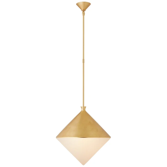 AERIN Sarnen Large Pendant in Gild with White Glass Ceiling Light W18.25″