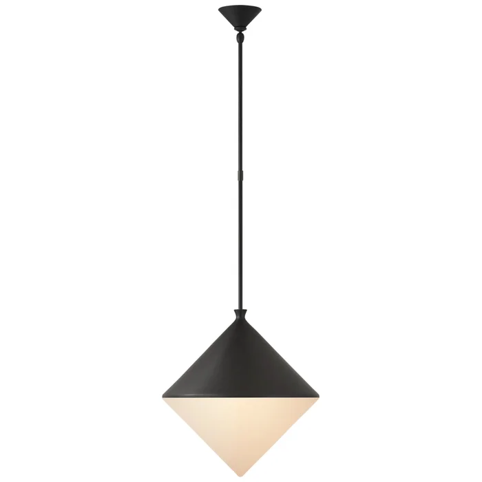 AERIN Sarnen Large Pendant in Matte Black with White Glass Ceiling Light W18.25″