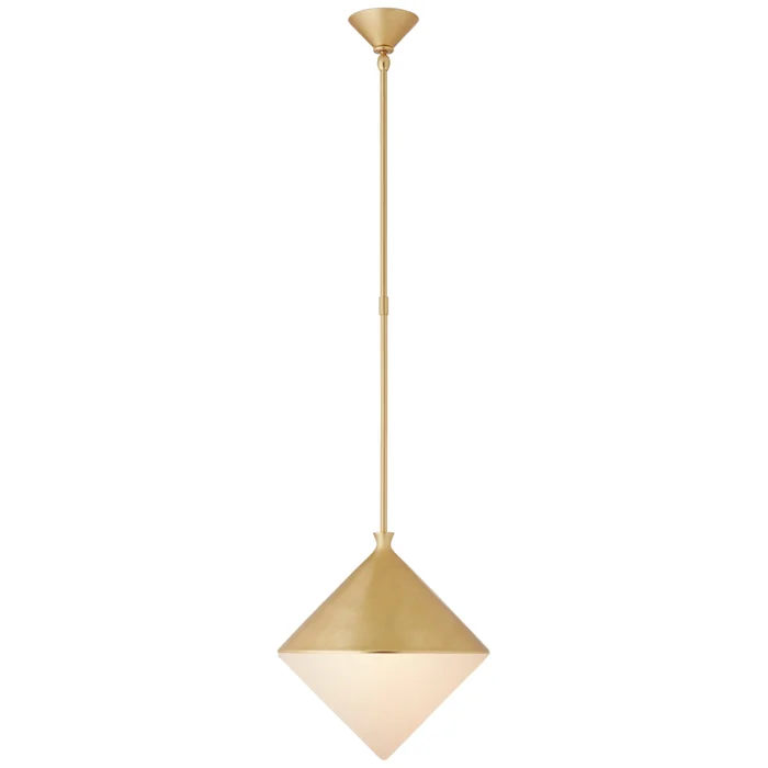 AERIN Sarnen Medium Pendant in Gild with White Glass Ceiling Light W15.25″