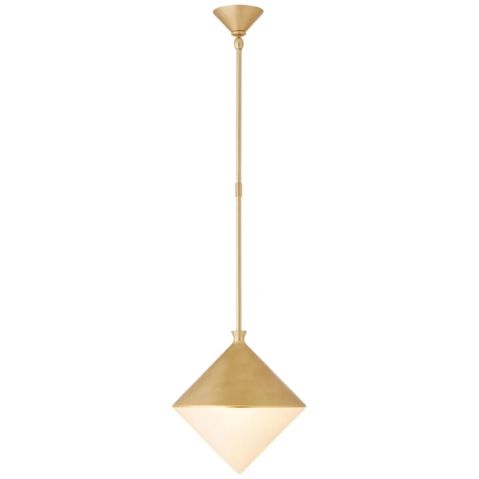 AERIN Sarnen Small Pendant in Gild with White Glass Ceiling Light W13.25″