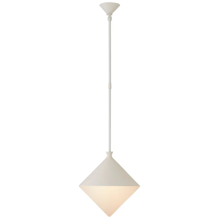 AERIN Sarnen Small Pendant in Matte White with White Glass Ceiling Light W13.25″