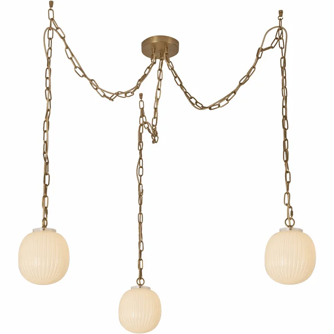 Alora Mood MP579707BGGR Cherise Modern Brushed Gold / Glossy Ribbed Opal Glass Multi Pendant Light