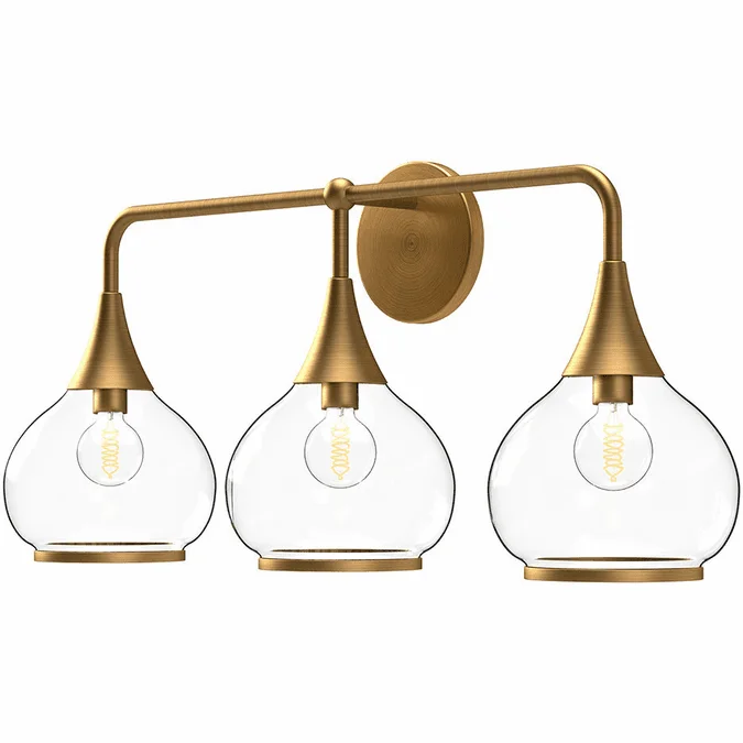 Alora Mood VL524326AGCL Hazel Modern Aged Gold 3-Light Bath Lighting Fixture