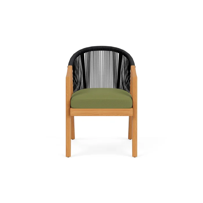 alpine dining armchair in natural teak finish with reflections grass fabric grade b