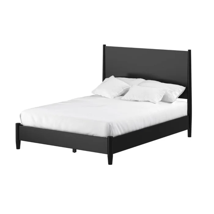 Alpine Furniture Flynn Mid Century Modern Cal King Panel Bed in Black 966BLK-07CK PROMO