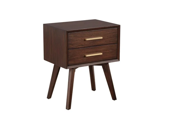 Alpine Furniture Gramercy 2 Drawer Nightstand in Walnut 1978-02 PROMO