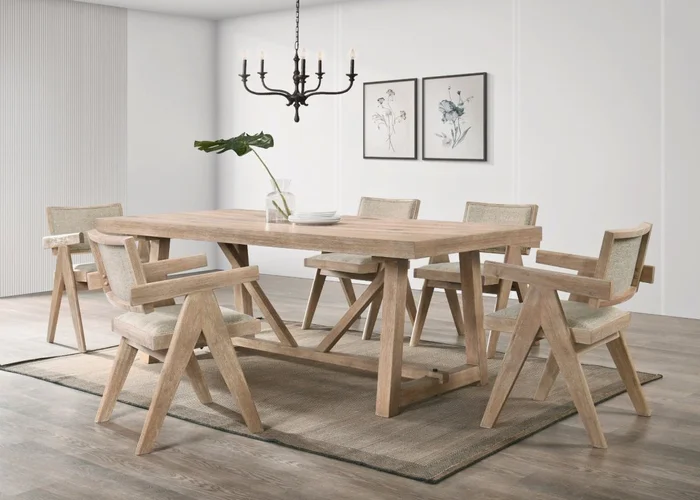 Alpine Furniture Raquel 7-Piece Rectangular Dining Table Set in Driftwood PROMO