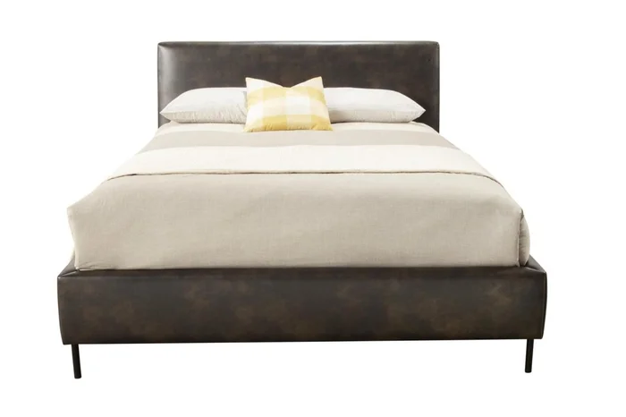 Alpine Furniture Sophia Full Faux Leather Platform Bed in Gray 6902F-GRY PROMO