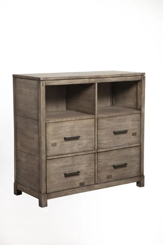 Alpine Furniture Sydney 4 Drawer TV Media Chest in Weathered Grey 1700-11 PROMO PROMO