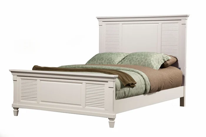 Alpine Furniture Winchester Eastern King Shutter Panel Bed in White 1306EK PROMO PROMO