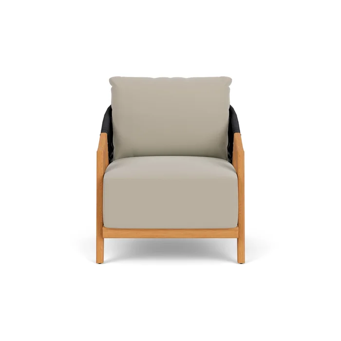 alpine lounge chair in natural teak finish with callen driftwood fabric grade b
