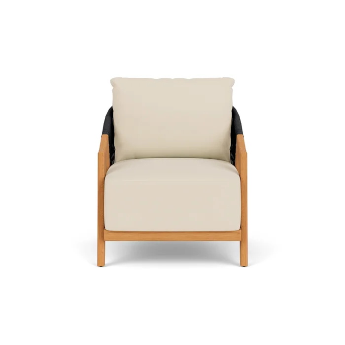 alpine lounge chair in natural teak finish with callen pearl fabric grade b