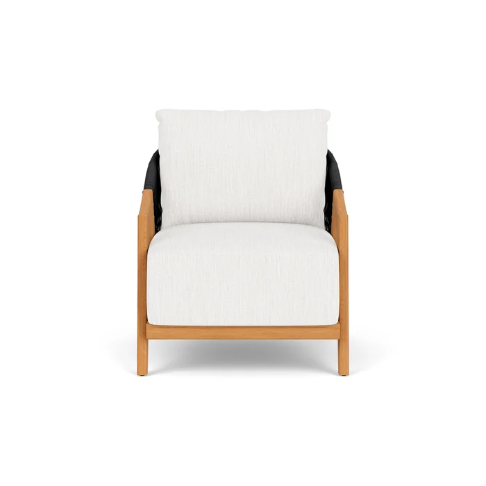 alpine lounge chair in natural teak finish with friendly natural fabric grade b