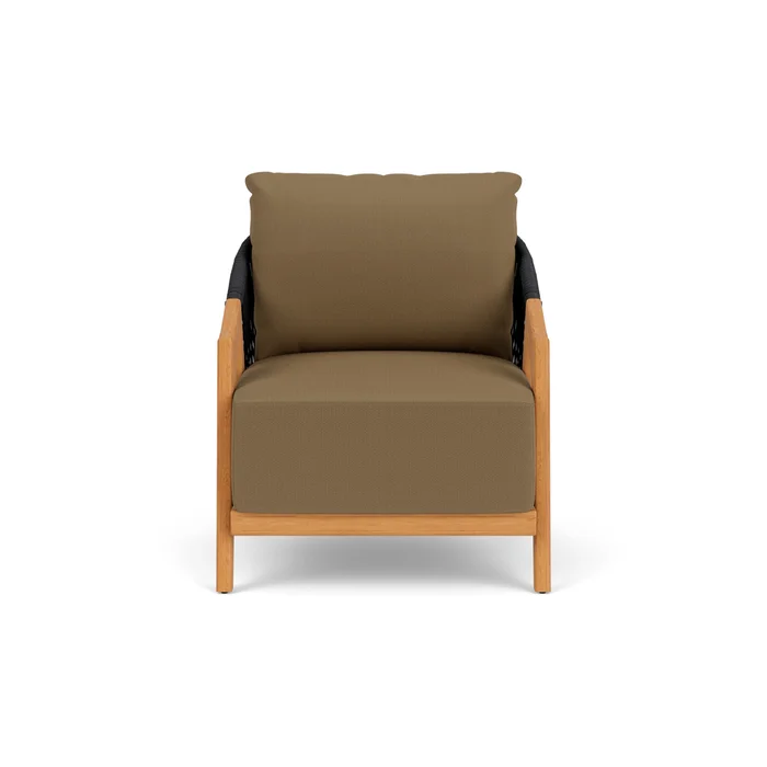 alpine lounge chair in natural teak finish with reflections straw fabric grade b
