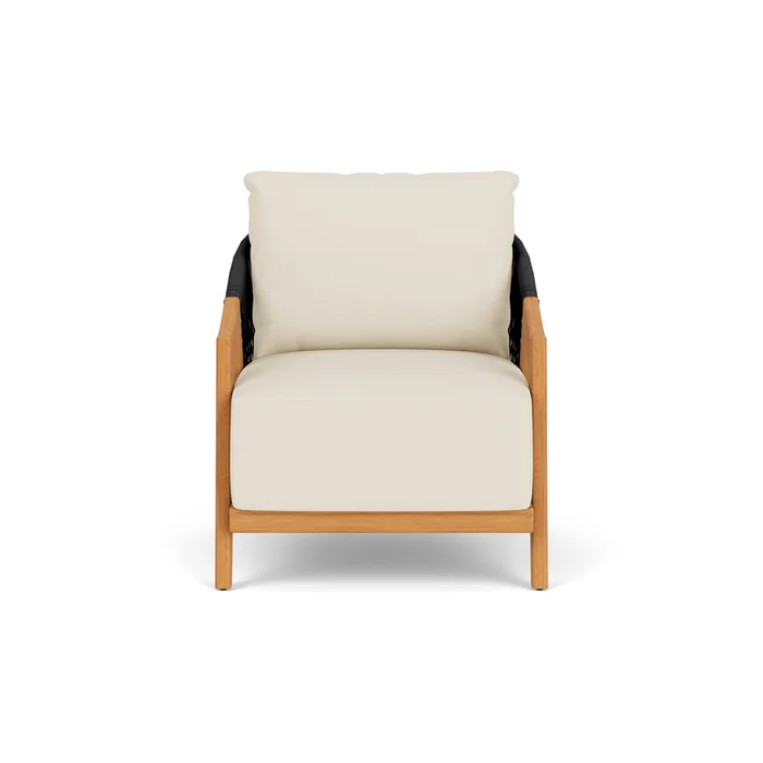 alpine lounge chair in natural teak finish with sailcloth sailor fabric grade c