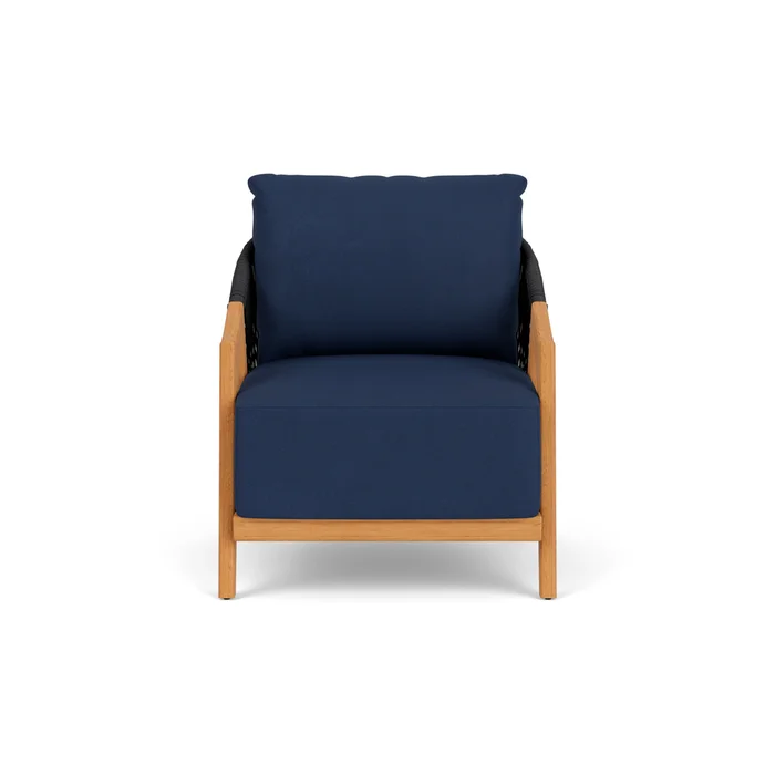 alpine lounge chair in natural teak finish with sandberg navy fabric grade b