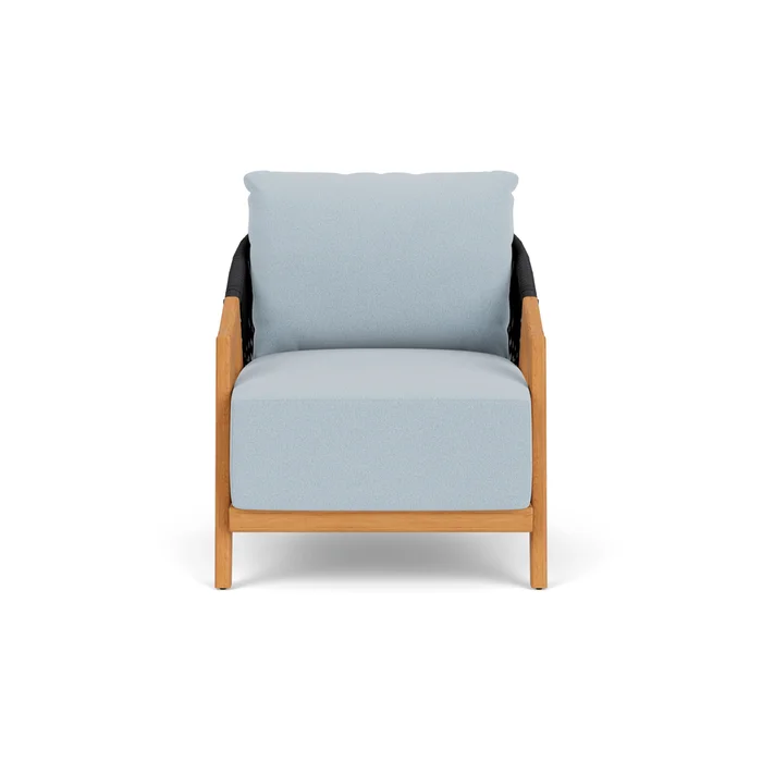 alpine lounge chair in natural teak finish with unearth dew fabric grade c