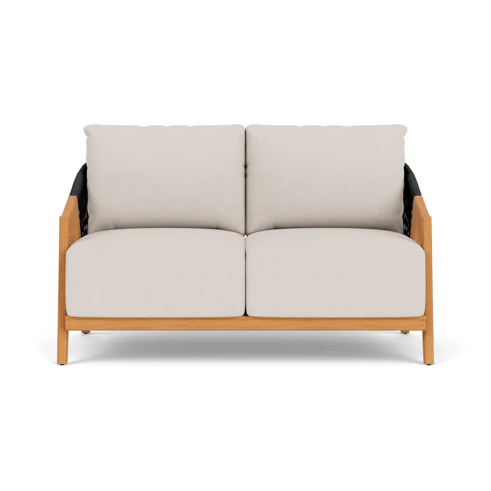 alpine loveseat in natural teak finish with canvas canvas fabric grade a