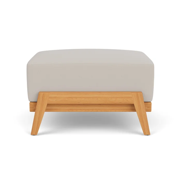 alpine ottoman in natural teak finish with azulu twine fabric grade b