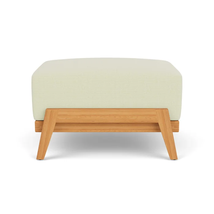 alpine ottoman in natural teak finish with bamboo bay meadow fabric grade a