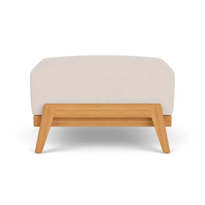 alpine ottoman in natural teak finish with canvas birds eye fabric grade a