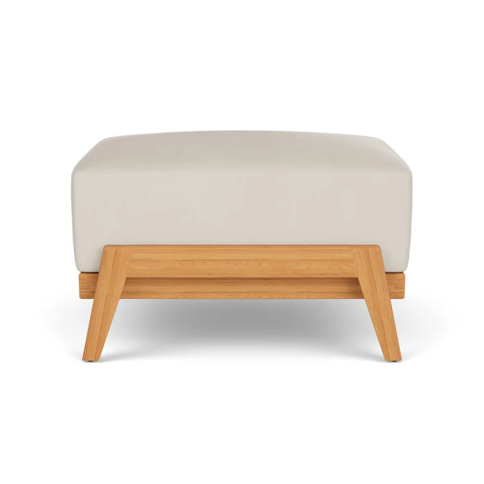 alpine ottoman in natural teak finish with decorline natural fabric grade a