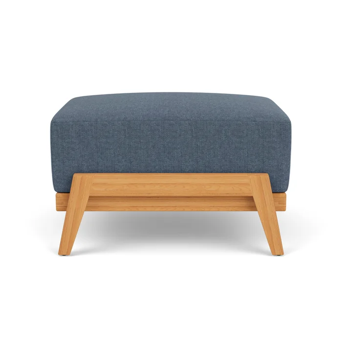 alpine ottoman in natural teak finish with deluna aegean fabric grade b