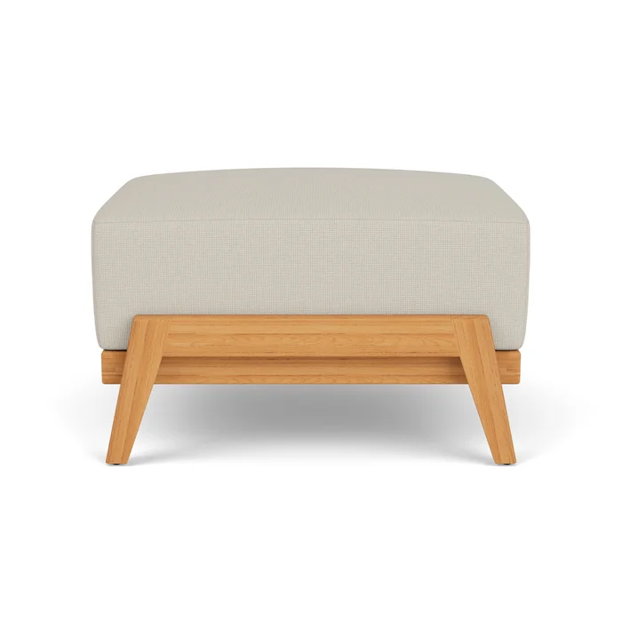 alpine ottoman in natural teak finish with fife fog fabric grade b