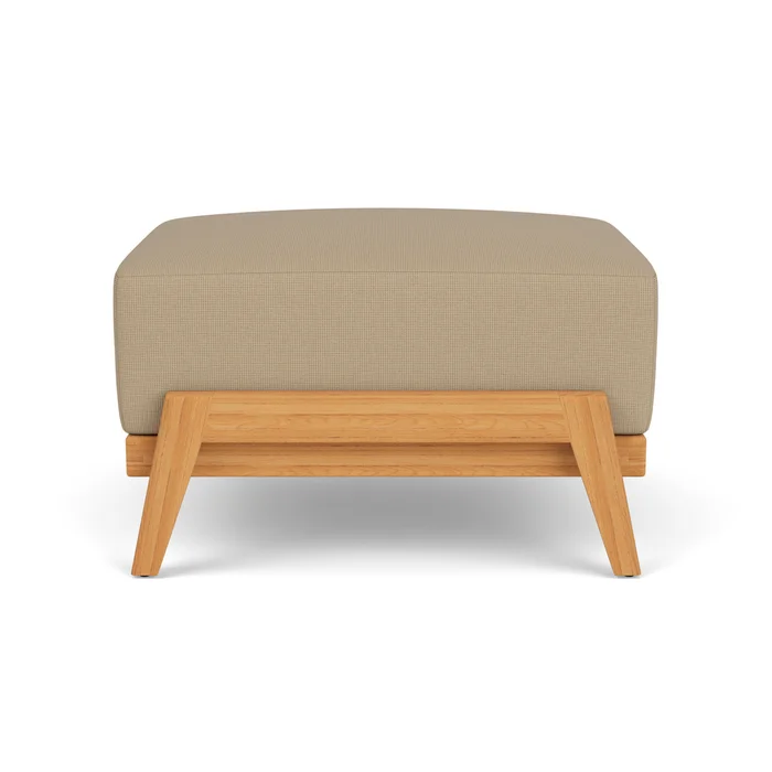 alpine ottoman in natural teak finish with fife sahara fabric grade b