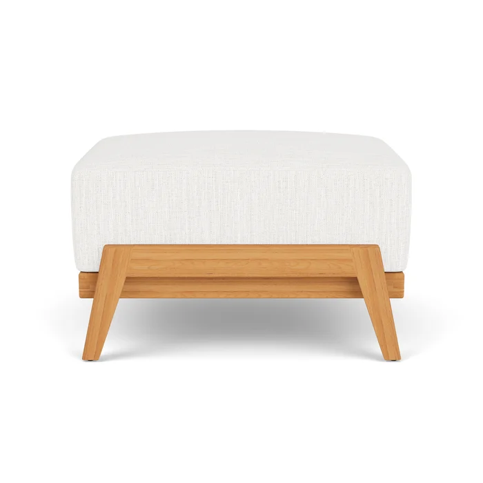 alpine ottoman in natural teak finish with friendly natural fabric grade b